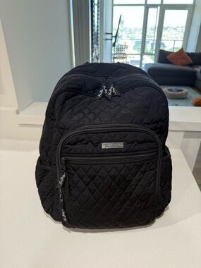 Vera Bradley Black Quilted Backpack with Multiple Pockets